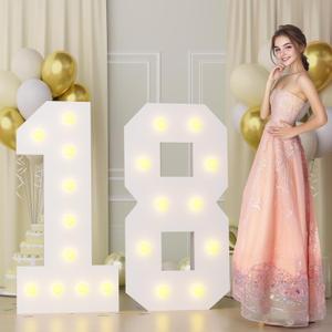 4FT 18 Marquee Numbers, Big 18 Light Up Numbers for 18th Birthday Decorations Warm Light 18 Year Old Birthday Decorations for Anniversary Party Decor
