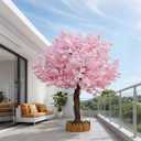 Grande Artificial Cherry Blossom Tree,Pink Faux Flower Tree Arbol De Cerezo for Home, Office, Wedding, Party & Indoor and Outdoor Decor,Round/H 6FT x W 5FT