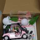 2026 New Golf Cake Decorations Golf Cart Cake Toppers Heading for The Pink Cake Topper with Cart Flag White Ball for Theme Party Supplies (Pink)