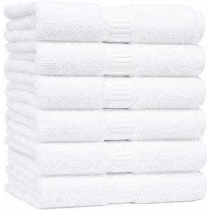 White Medium Bath Towels 24x48 Pack of 6 | Soft, Thick & Quick-Dry | Highly Absorbent 100% Carded Ring Spun Cotton Towels for Bathroom, Spa, Home, Hotel and Air BnB Use (24x48- Pack of 6)