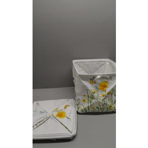 11.8" Wild Flower Storage Cube Organizer Set of 2 Clothes Storage Basket Bin for Closet Shelf Garden Butterfly Nursery Kid Room Book Toy Chest, Plant Bush