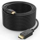 4K DisplayPort-DP to HDMI Cable 50FT, Display Port to HDMI Cable 50 Feet Adapter, 4K&3D, Video/Audio, 15.24M for HDTV, Monitor, Projector