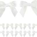 AIMUDI White Satin Ribbon Bows 2" Self Adhesive Satin Bows for Gift Wrapping Premade Ribbon Bows with Double-Sided Tape for Making Crafts Baby Shower Birthday Party Wedding Decorations, 50 PCs