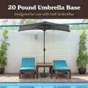 Half Round Umbrella Base - 20lb Weighted Semicircle Freestanding Resin and Concrete Umbrella Stand for Outdoor Use by Pure Garden (Black)