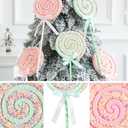 Pastel Christmas Tree Candy Picks 2pcs 16inch Gaint Pink Green Macaron Glitter Candy Lollipop Candyland Christmas Tree Hanging Ornaments for New Year Xmas Indoor Outdoor Party Decorations