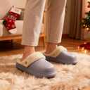 Women's Waterproof Slippers for Outdoor, Non-Slip Fuzzy Fleece Lined Winter Garden Clogs, Indoor Outdoor Comfortable Warm House Shoes (9.5 Wide, Light Grey)