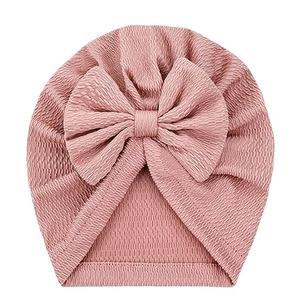 Cinaci 3 Pieces Baby Girls Turban Hats with Bow Newborn Hospital Caps Bonnets Beanies Headwraps for Infants Toddlers