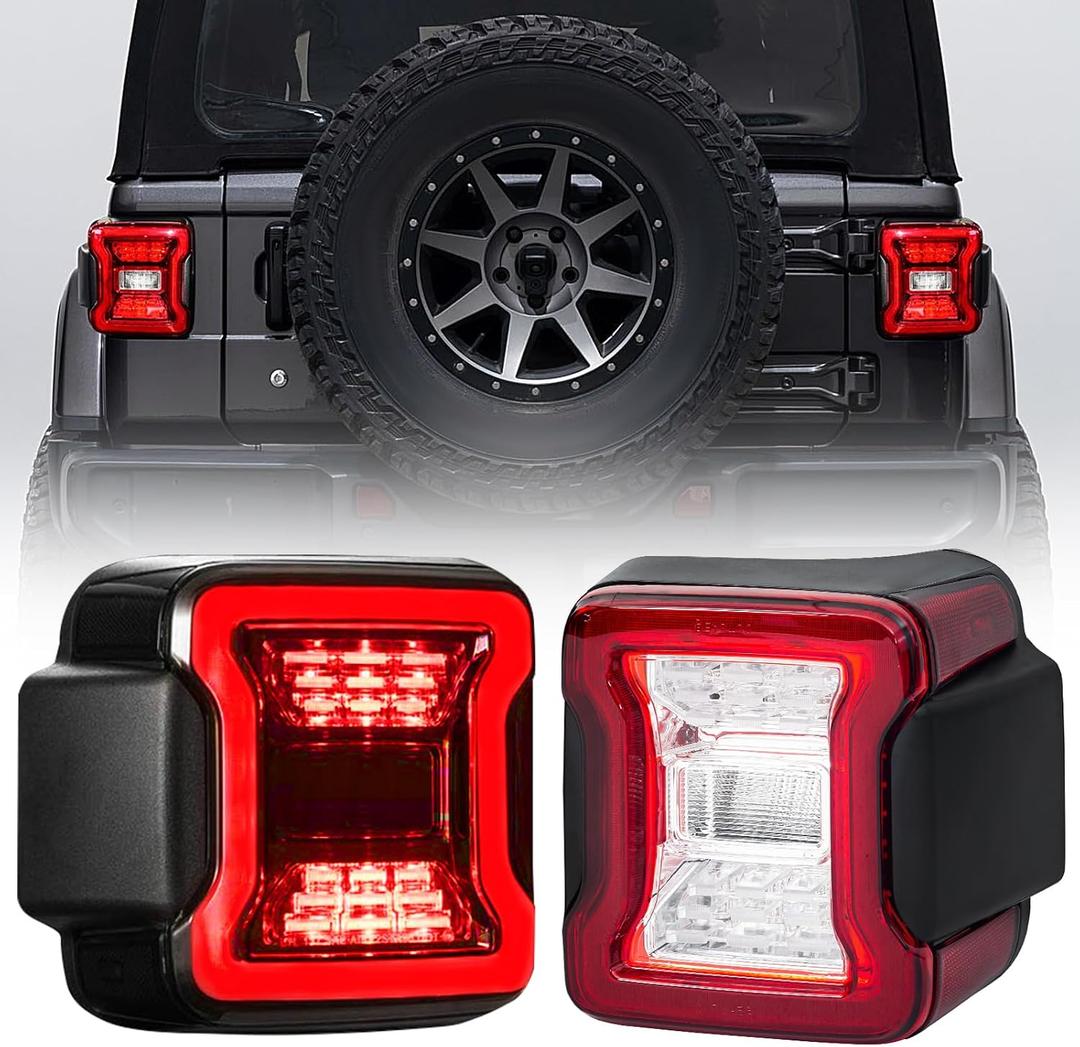 Clear Lens LED Tail Lights Compatible with Jeep Wrangler JL 2018-2026, Pair