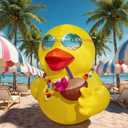 OurWarm 6 FT Inflatable Duck Luau Party Decorations, Luau Party Inflatable Decorations with LED Lights, Summer Inflatables Outdoor Decorations for Hawaiian Pool Summer Beach Tropical Party Decorations