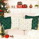 HUGOMOVA Christmas Pillow Covers 18x18 inch Set of 2 Christmas Decorations Soft Plush Faux Fur Wool Beige Xmas Tree Throw Pillow Cases Winter Holiday Decor for Sofa Living Room