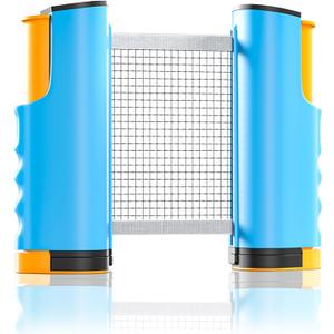 Retractable Table Tennis Net - Portable & Adjustable Ping Pong Net for Indoor/Outdoor Play, Fits Tables Up to 72" Wide, Easy Setup, Durable Mesh Material - Blue