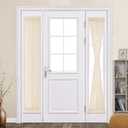 MIULEE 2 Panels Sidelight Curtains for French Door Sheer Panels Light Filtering Window Treatment for Narrow Door 25 x 72 Inches with Tieback, Cream Beige