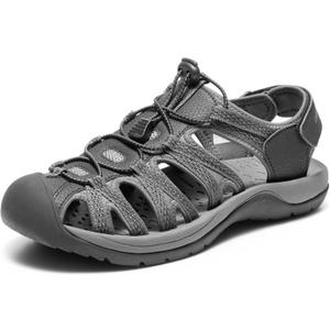 DREAM PAIRS Men's 160912-M-NEW Adventurous Summer Outdoor Sandals (7.5, Black/Dark/Grey)