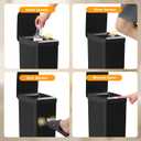 4 Gallon Bathroom Smart Touchless Trash Can for Kitchen Automatic Motion Sensor Rubbish Can with Lid Waterproof Narrow Small Garbage Bin for Kitchen, Toilet, Bedroom, RV(Black,Battery)