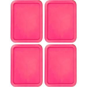 Replacement Lids fits Pyrex 3-Cup Glass Food Storage Container Bowls, (7.75 x 5.75-Inch) Plastic Rectangle Lids Covers for Pyrex 7210-PC, Airtight & Leakproof (4-Pack, Fuchsia)