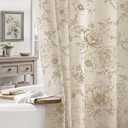 Farmhouse Floral Linen Shower Curtain, Vintage Beige Pattern Rustic Shower Curtains for Bathroom, Tan Taupe,72x72