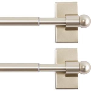 H.VERSAILTEX 2 PACK Magnetic Curtain Rods for Metal Doors, 9 to 16 Inch, 1/2 Inch Diameter, Multi-Use Adjustable Appliances for French Doors Magnetic Cafe Curtain Rod(Champagne Gold)