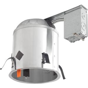 DESIGNERS FOUNTAIN LED Recessed Ceiling Light Housing, 6 Inch IC Rated Shallow Remodel Can Housing for Recessed Lights with Hanger Bar, Silver Trim, EVR6LICRAT