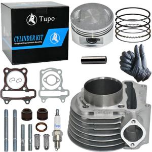 Tupo 150cc 57.4mm Big Bore Cylinder Gasket Piston Ring Top End Rebuild Kit Compatible with GY6 4 Stroke 157QMJ 152QMI Jonway Taotao Znen Roketa ATV Moped Go Kart