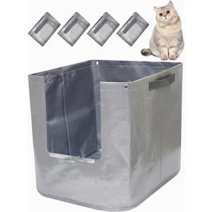 4 Pack Reusable Litter Liners D Compatible with cat Litter Box liner Type-D, Modkat Liners with Heavy-Duty Carrying Handles