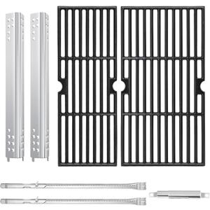 Hiorucet Grill Parts for Charbroil Performance 2 Burner 463625219 463625217 463673519 463673617 G470-0002-W1 18'' Cast Iron Grill Grates Heat Plates Burners Crossover Tubes for Char Broil Grill Parts