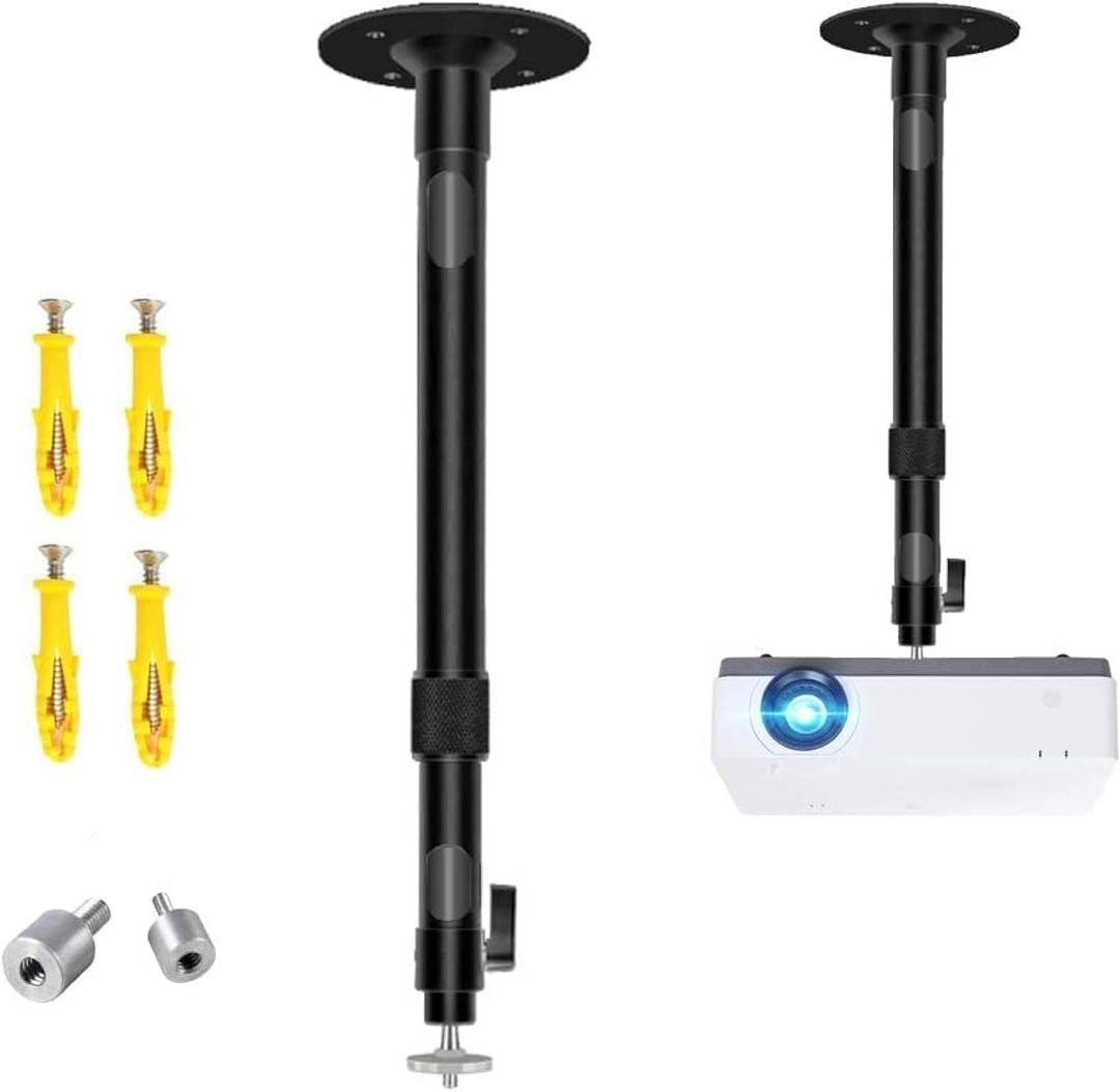 2-Be-Best Upgraded Longer Projector Mount, Extending Projector Ceiling Mount Projectors Wall Mount with Extendable Length 14-24 in / 37-62 cm Adjustable 360 Angle Rotatable Black (14-24IN)