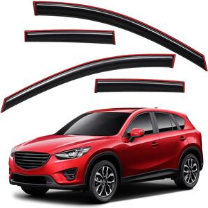 Lightronic Extra Durable Clip-on in-Channel Auto Vent Window Visor, Fits 2013-2016 Mazda CX-5, UV Protection Rain Guard, Original Wind Deflector, No-Drill Easy Install, Dark Smoke, 4-Pcs
