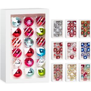 Amooca Christmas Colorful Glass Balls Decoration Festival Party Home Decors Holiday Xmas Tree Hanging Ornaments Set 18pc 1.6in Small Colorful Floral Printings