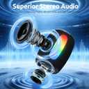 Bluetooth Speaker, Portable Wireless Speaker with Powerful Stereo Sound/8 Modes LED Lights, 36H Playtime, TWS Surround Pairing, IPX5 Waterproof, BT5.3, for Outdoor/Home/Travel/Camping, Ideal Gifts