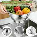 Palksky Stainless Steel Colander Set with Handles & Self-Draining Base, 3 Sizes (7, 9, 11), Heavy Duty Pasta Strainer, Rice & Vegetable Strainer, Countertop Draining System