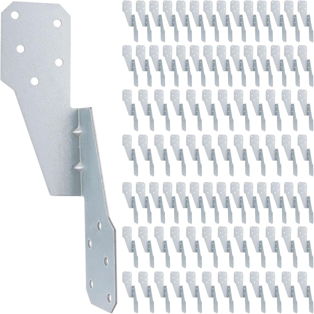 100 Pack Hurricane Straps Brackets, Heavy Duty Hurricane Ties with Black Powder-Coated, Hurricane Straps Trusses/Rafters Ties Brackets Joist Hangers for Wood, Shed, Roof