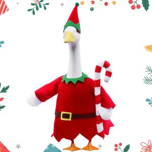 Christmas Goose Outfits,2 Pcs/Set Toy Soldier Style Goose Clothes with Pointed Hat and Candy Cane Fits 23" Lawn Goose Statue,Red Christmas Outdoor Goose Costume,Yard Patio Garden Xmas Decor