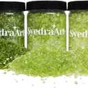 Syedra Broken Crushed Glass Glitter 1-3mm Set of 3,Crushed Glass for Crafts Epoxy Resin Craft Supplies Nail Art DIY 1LB (Green)
