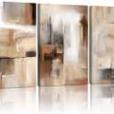 LYYGLYY 3Pcs Framed Brown and Black Canvas Wall Art 16x24 Inches