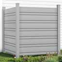 YITAHOME 50" W X 50" H Air Conditioner Fence Privacy Screen, Outdoor Trash Can Enclosure with Metal Stakes, Vinyl Pool Equipment Enclosure (2 Panels) Light Gray