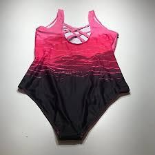 Exlura Swimsuit One Piece Womens Size XXL Pink Ombre Crisscross Back Training, 24W