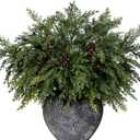 5Pcs 21.7'' Christmas Greenery Stems with Red Berries Artificial Cedar Branches for Indoor Outdoor Home Decoration, Realistic Pine Tree Picks Berry Sprays for Xmas Vases Wreaths Table Decor (5, Green)