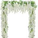 U'Artlines 20Pcs 7.2 Ft/Piece Artificial Wisteria Garland Silk Fake White Wisteria Flowers Hanging Greenery Vines Garlands Rattan for Home Garden Wedding Arch Party Indoor Outdoor Decor