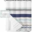 BOSIJOY No Hook Shower Curtain with Snap in Liner Set,Abstract Geometric Stripes Waterproof Fabric Shower Curtains Simple Modern Minimalist Art Double Layer Bath Curtain for Bathroom,72Wx72H