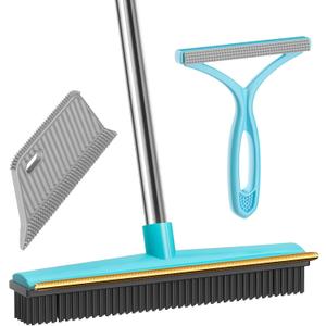 SOCCSO Carpet Rake for Pet Hair Removal (3 Pack),Dog Cat Fur Remover Rubber Broom,Carpet Rake - 60" Long Handle Lint Shaver Cleaner Tools,Scraper Brush for Carpet,Rug,Car Mat,Couch,Pet Bed,Furniture