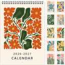 2026 Wall Calendar Art Floral, Aesthetic 18 Months Wall Calendar from January 2026 - June 2027, Unique Modern Hanging Monthly Calendar for Home Office Decor, 8.2" x 23" Open