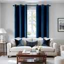 ANRODUO Navy Blue Velvet Curtains 63 Inches Long Blackout Thermal Insulated Soundproof Curtain Privacy Room Darkening Curtains Grommet Window Drapes for Bedroom Living Room 42 x 63 Inch Set of 2