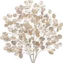 Hollyone 24.8 Christmas Tree Picks and Sprays 3Pcs Champagne Artificial Eucalyptus Stems Eucalyptus Silver Dollar Leaves Branches Floral for Xmas Tree Garland Wreath Centerpieces Wedding Decor