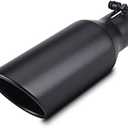 LCGP 2.5 Inch Inlet Exhaust Tip 2.5" x 4" x 12" Black Exhaust Tailpipe With Blot-On Design, Universal for Car