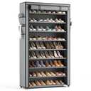 LANTEFUL Shoe Rack with Covers 10 Tier Tall Shoe Rack Organizer Large Capacity Shoe Shelf Storage 40 Pairs Space Saving Free Standing Shoe Storage Organizer for Closet, Entryway, Dorm, Grey