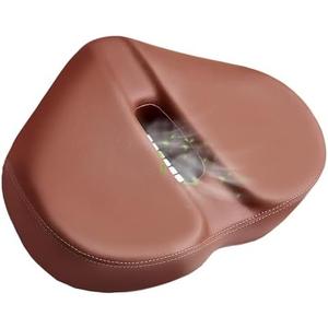 Noseless Brown Bike Seat Cushion for Men and Women Comfort - Extra Padded Wide Bicycle Seat, Oversized Comfortable Saddle for Peloton Bikes, Exercise Bikes, E-Bikes