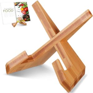 Cookbook Stand for Kitchen, Recipe Book Holder for Kitchen Counter, Wooden Cookbook Holder, Rustic Cook Book Stand