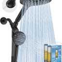 MakeFit Dual Filtered Rain Shower Head Combo, High Pressure Handheld Shower Head with Adjustable Bar - Rainfall Shower Head And Showerhead with Filter for Hard Water - Removes Chlorine (Matte Black)