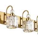 Ralbay Crystal Vanity Lights 5-Lights Brass Gold Over Mirror Modern Bathroom Wall Lighting Fixtures