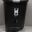 simplehuman 50 Liter / 13 Gallon Semi-Round Kitchen Step Trash Can with Secure Slide Lock, Black Plastic